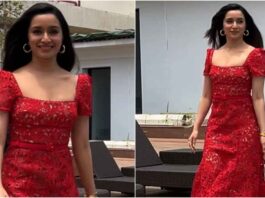 Shraddha Kapoor Dazzels Red Floral Midi Dress